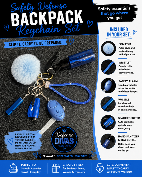 🛡️ School Safety Keychain Set for Students – Personal Safety Alarm, Whistle & Emergency Seatbelt Cutter