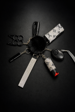 Black & Silver Rhinestone Personal Safety Keychain Set – Everyday Carry