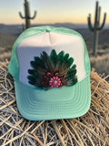 Mint Desert Feather Trucker Hat | Western Boho Snapback Cap