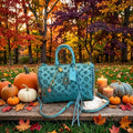 Turquoise Velvet Designer-Inspired Speedy Bag