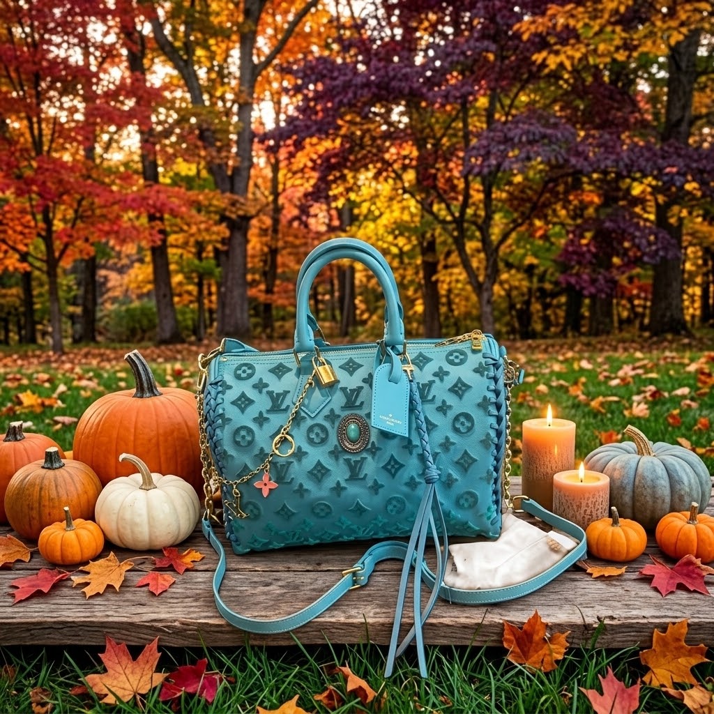 Turquoise Velvet Designer-Inspired Speedy Bag