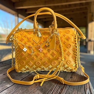 Tangerine Orange Luxe Embossed Crossbody Speedy Bag