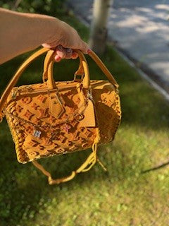 Tangerine Orange Luxe Embossed Crossbody Speedy Bag