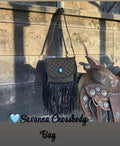 Savanna Fringe Crossbody Bag – Turquoise Concho