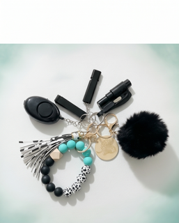 Turquoise Cow Print Defense Keychain Set-Stylish Women's Personal Safety Accessories